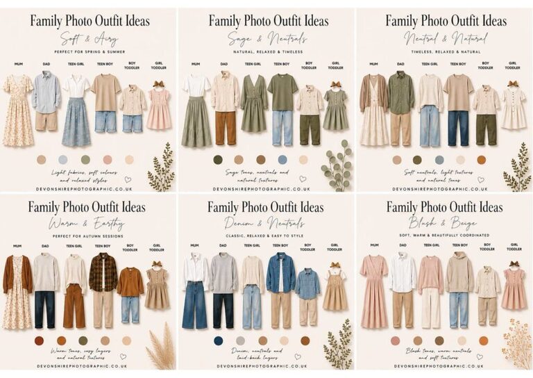 outfit mood board for family photo shoots Surrey